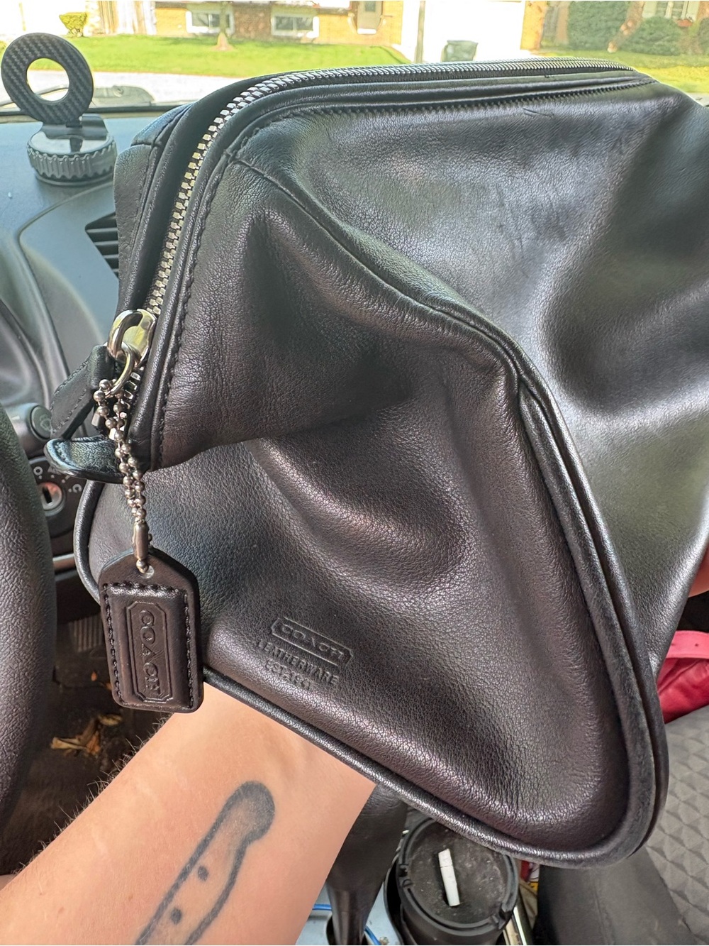 Rare Coach Black Leather Toiletry Bag- 5406(2008)